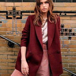 Sezane James Coat in Burgundy - Size 4/36/S, NWT